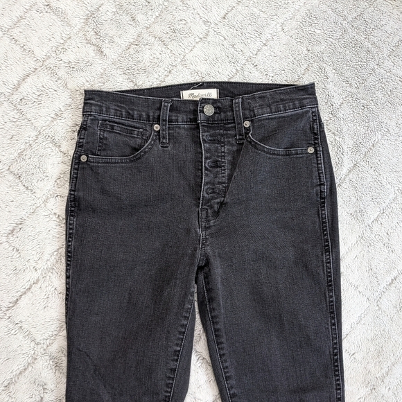 Madewell 10" High Rise Skinny Jeans Women's 27 Black Frayed Hem Button Fly - Picture 2 of 8